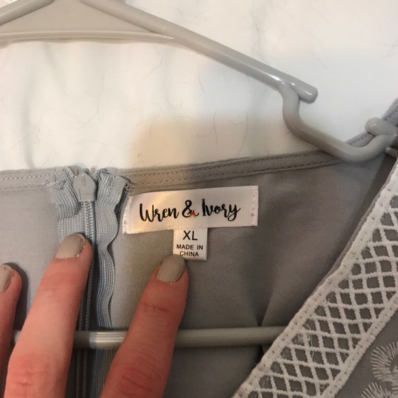 Grey Maxi Dress Wren and Ivory Embroidered Detail - Picture 5 of 6